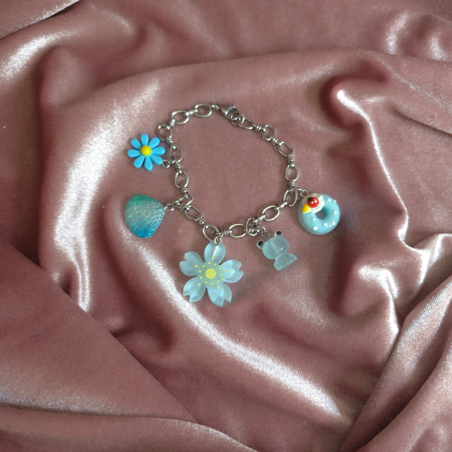 BRACELET CHARMS BLEU (Argenté)