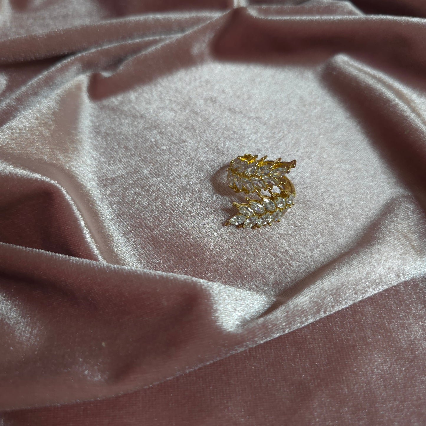 BAGUE STRASS FEUILLE