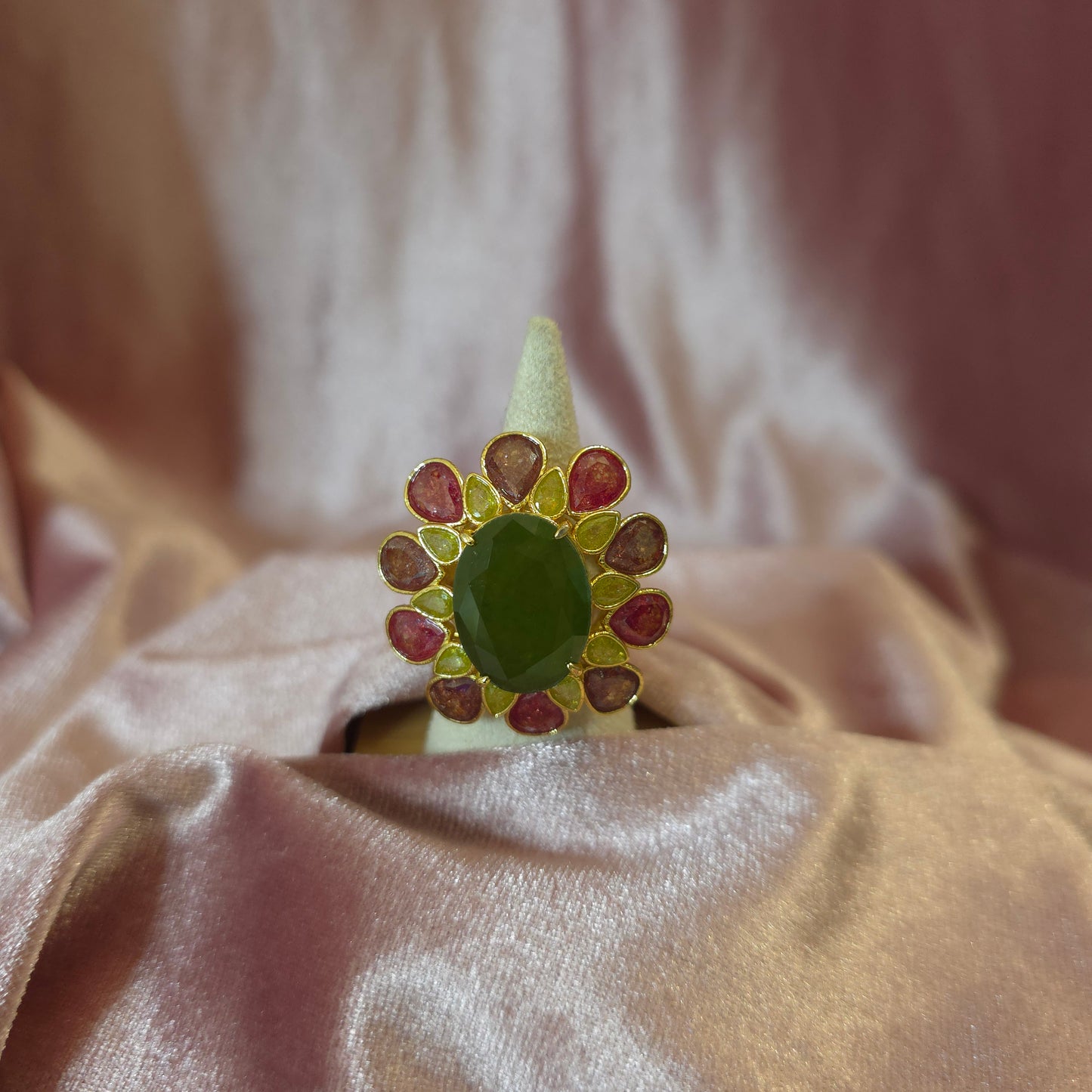 Bague Habaha Fleur Peridot & Amethyste