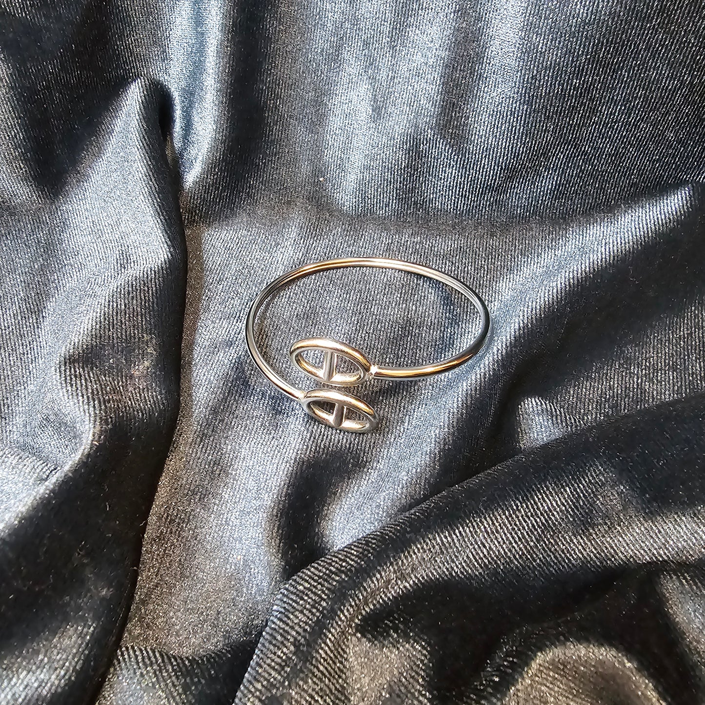 JONC DOUBLE MAILLE MARINE (argenté)