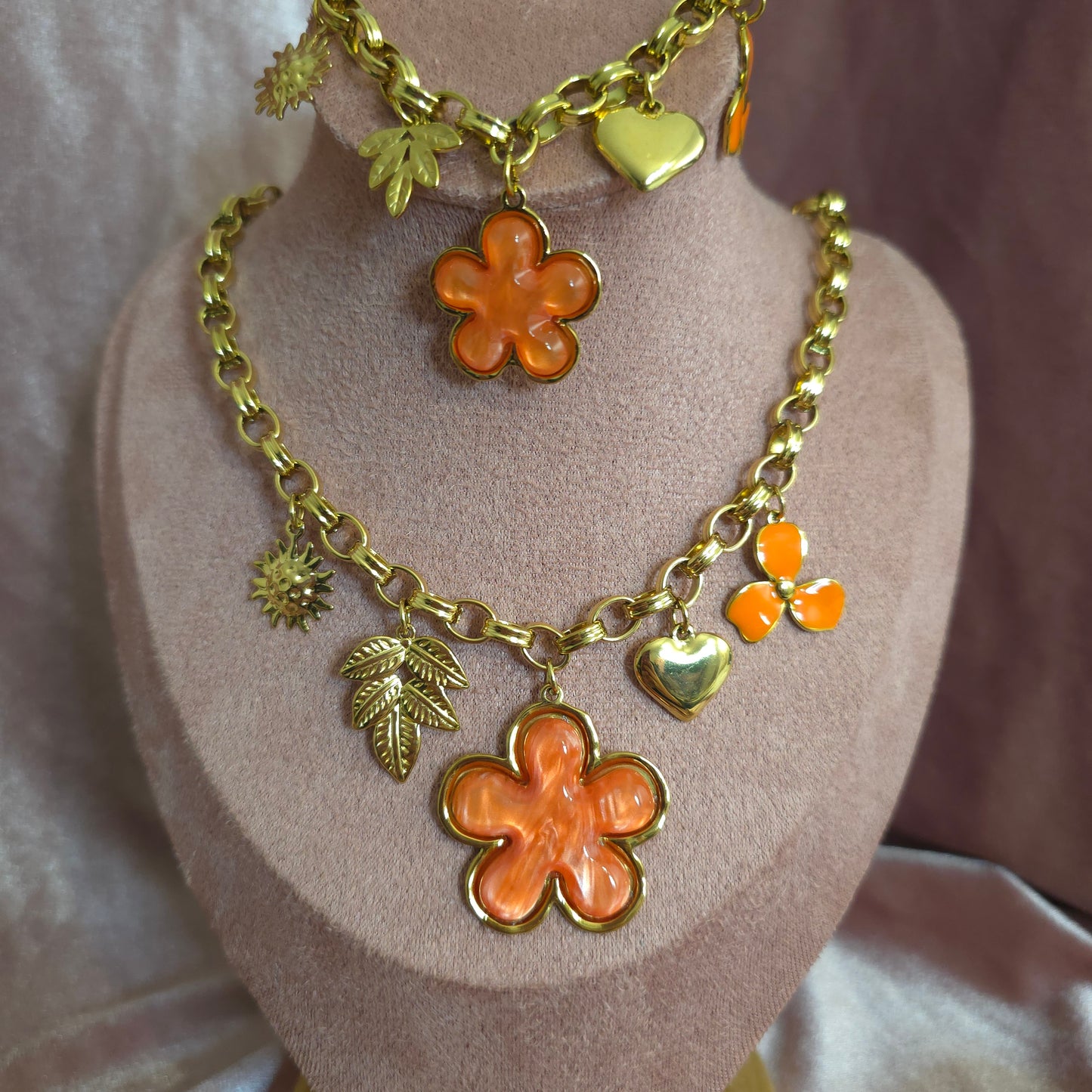 PARURE FLEUR ORANGE