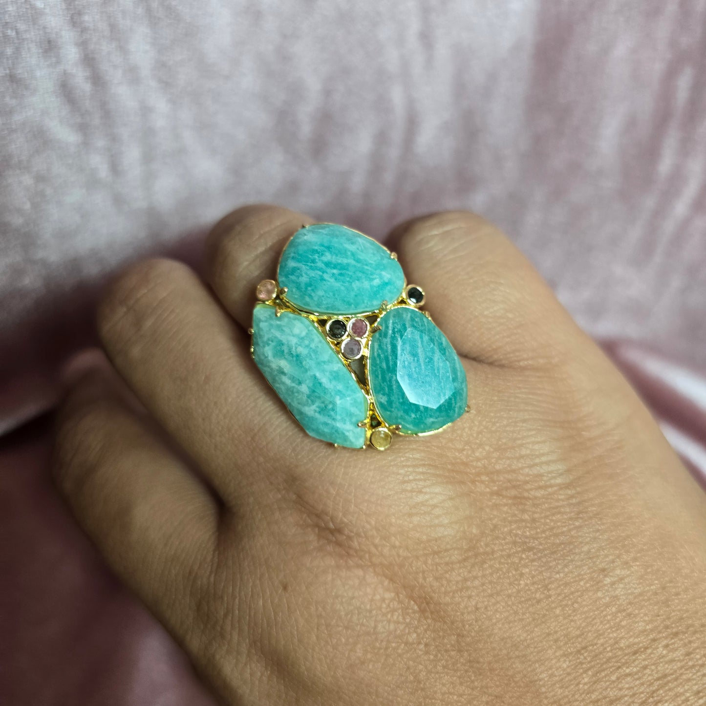 Bague 3 pierres AMAZONITE