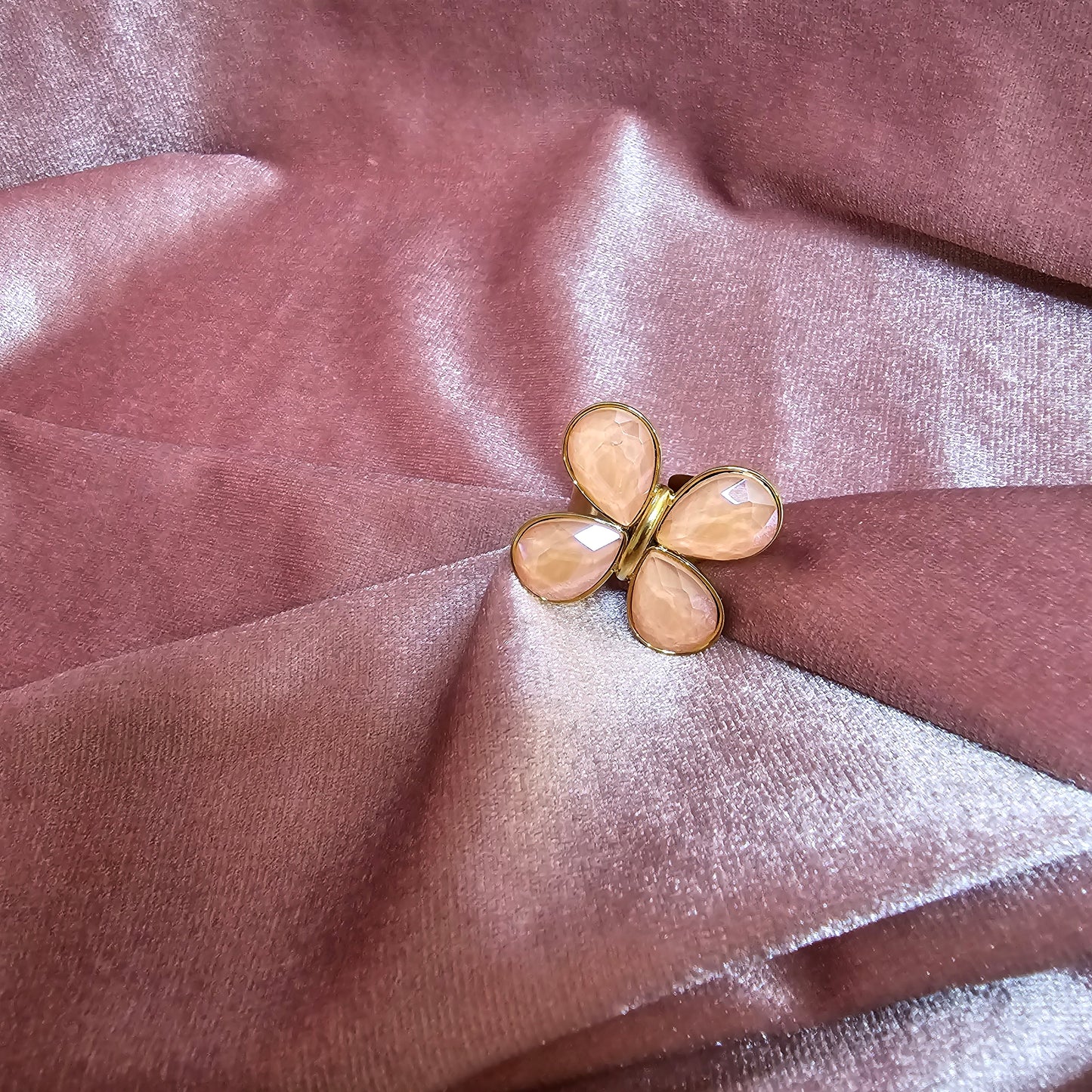 BAGUE FLEUR ROSE PECHE