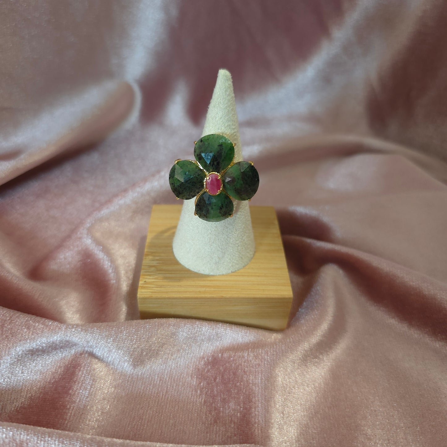 Bague fleur Agate mousse