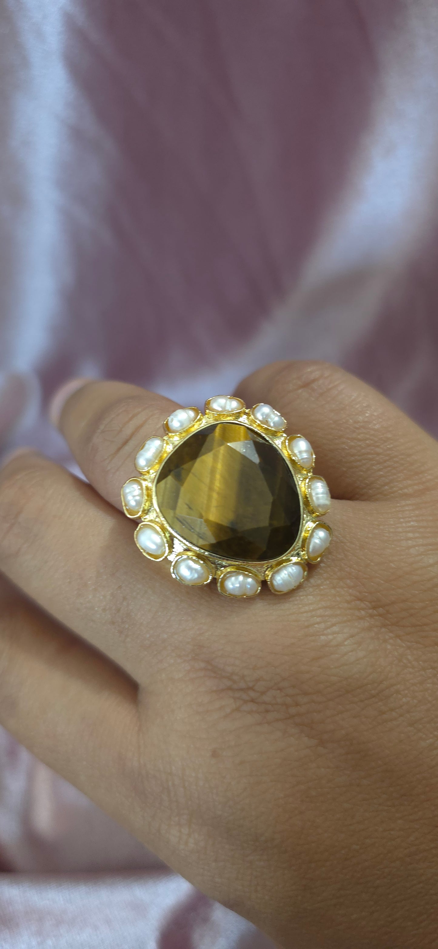 Bague arrondie oeil de tigre