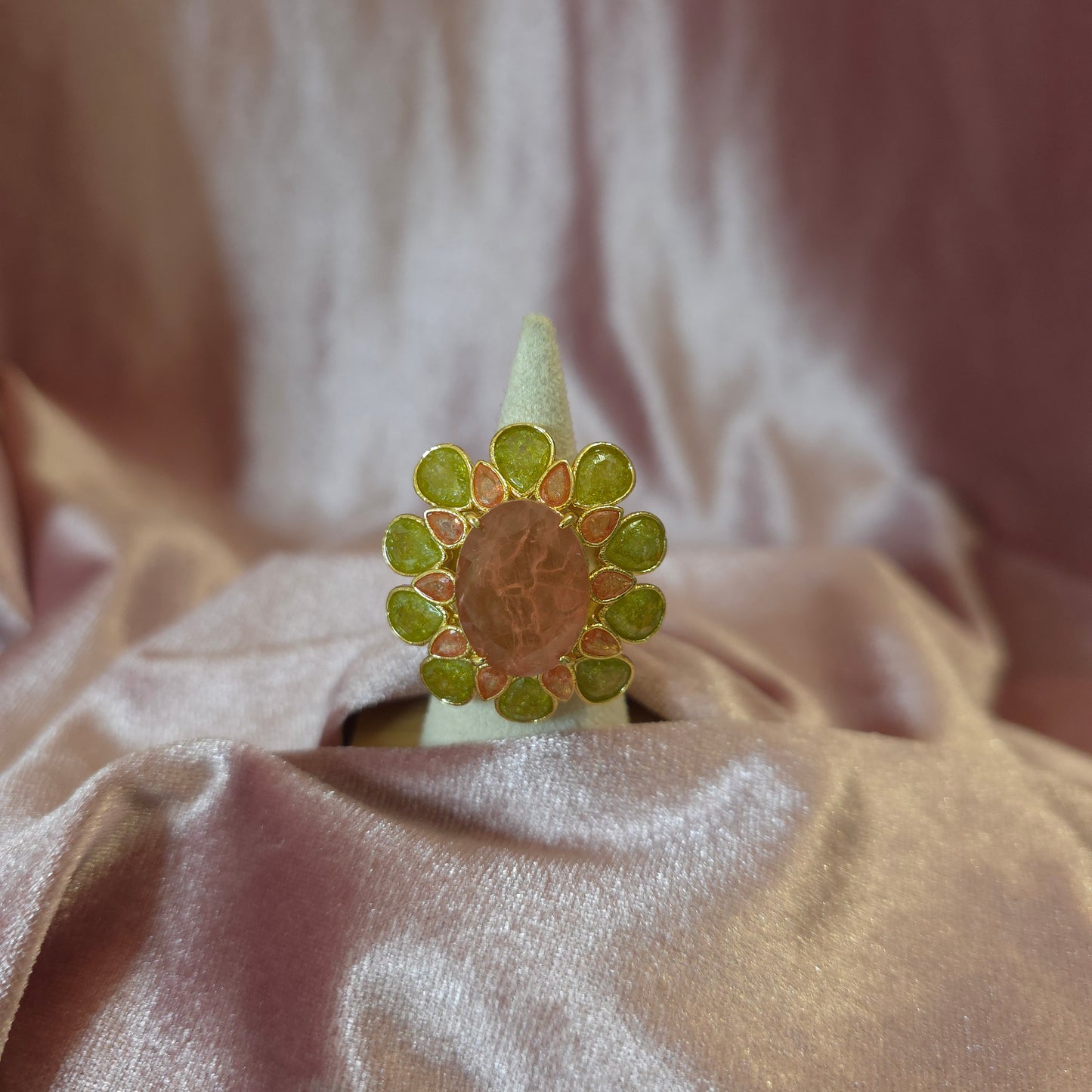 Bague Habaha Fleur Peridot & Rose