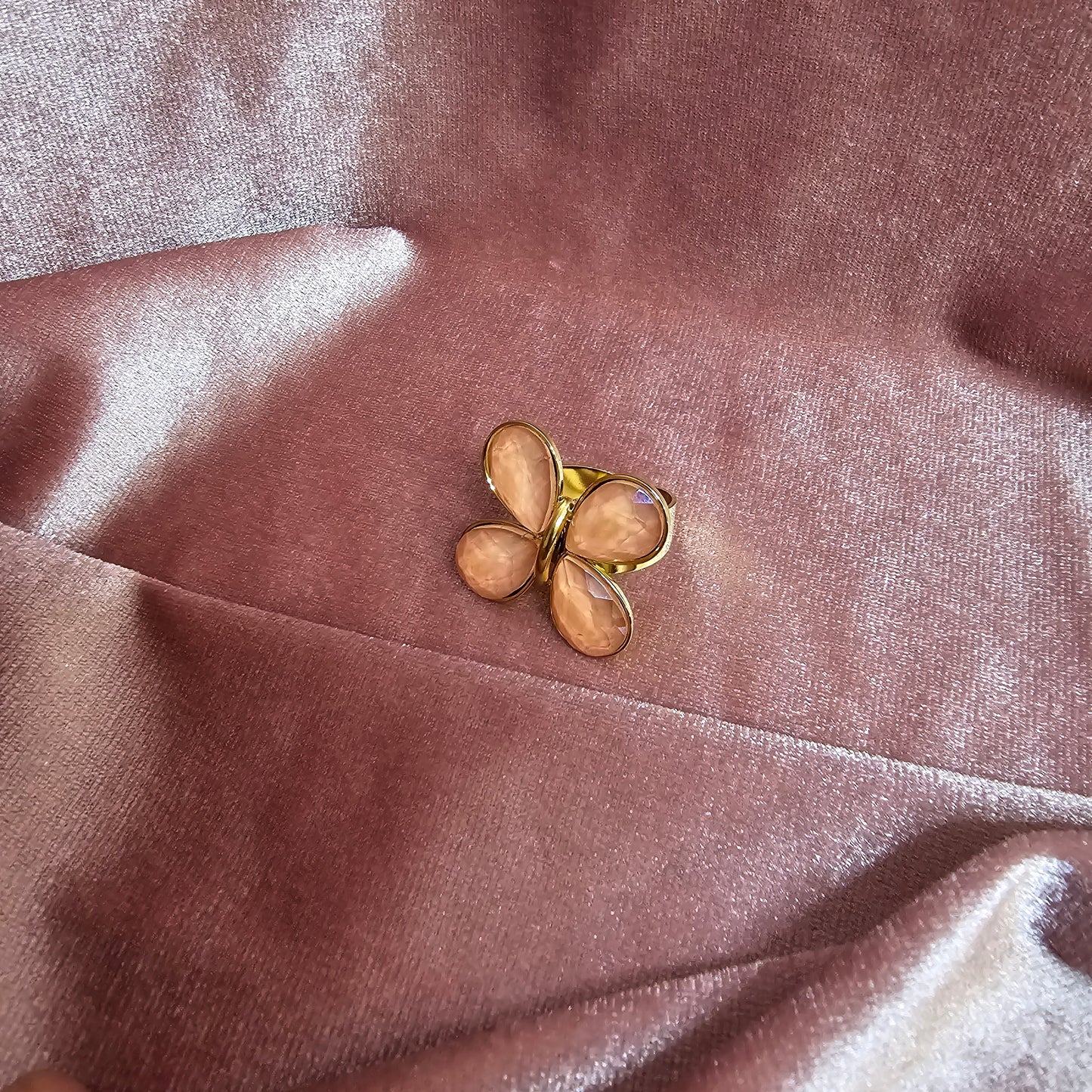 BAGUE FLEUR ROSE PECHE
