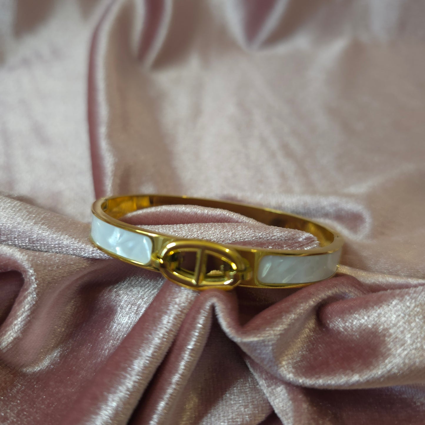 JONC MAILLE MARINE NACRÉ BLANCHE