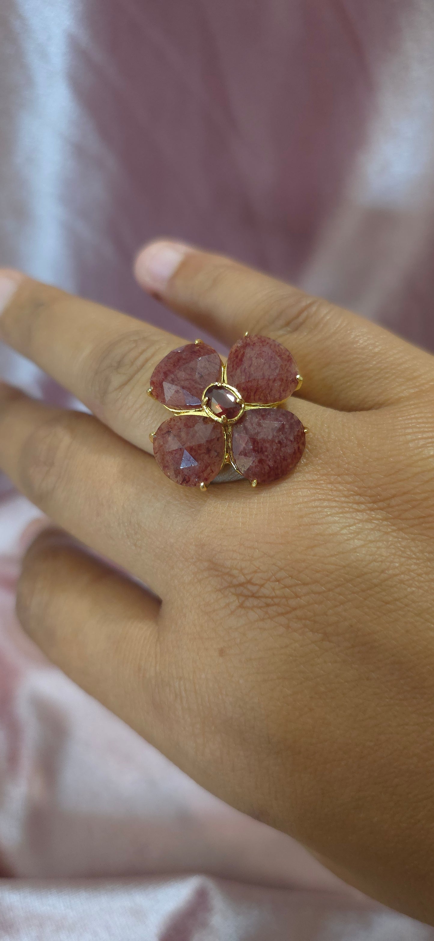 Bague fleur AGATE FRAISE