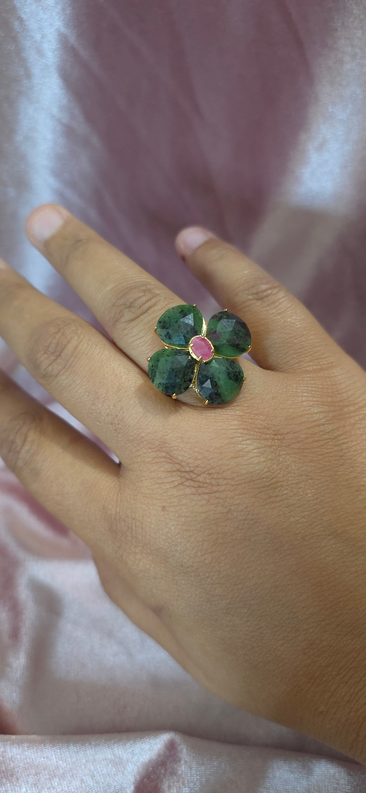 Bague fleur Agate mousse