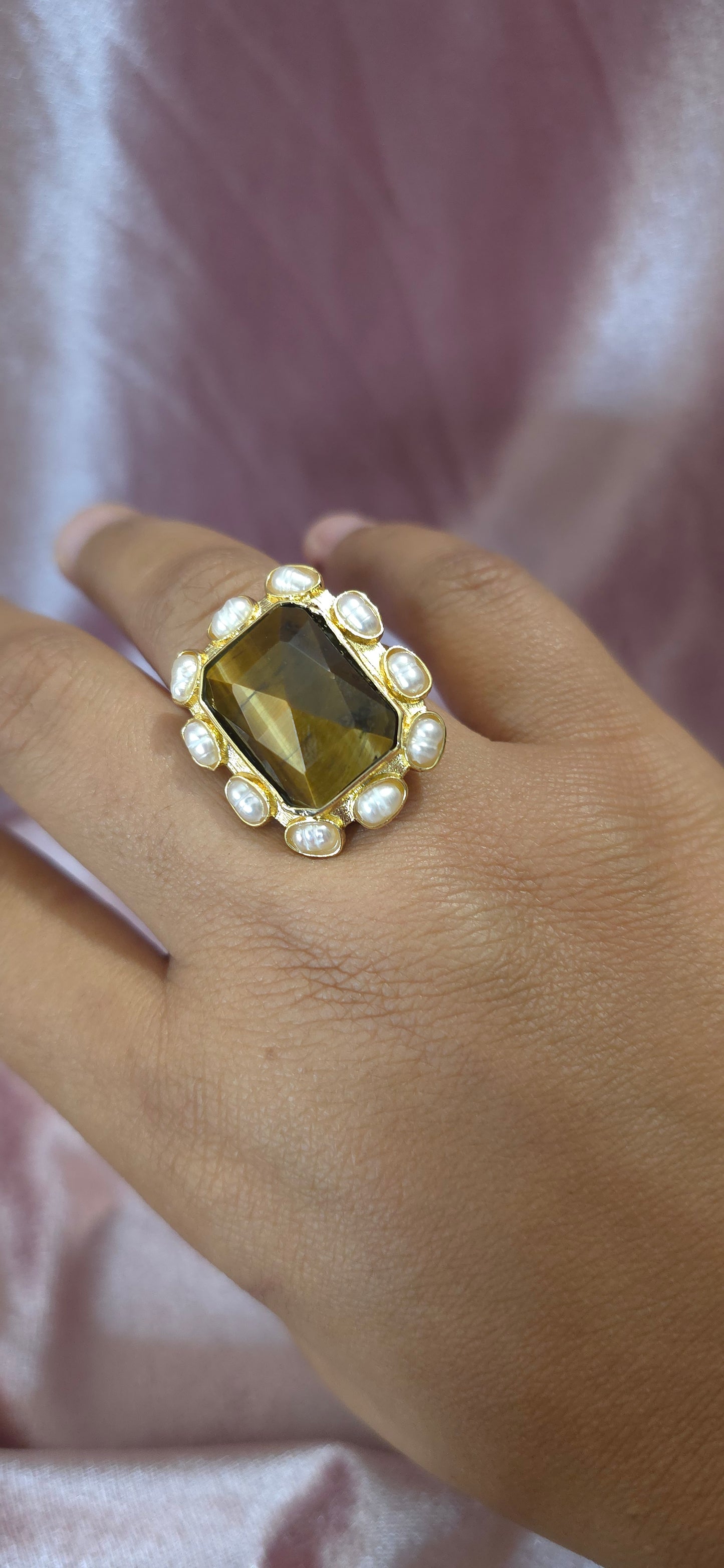 Bague rectangle Oeil de Tigre
