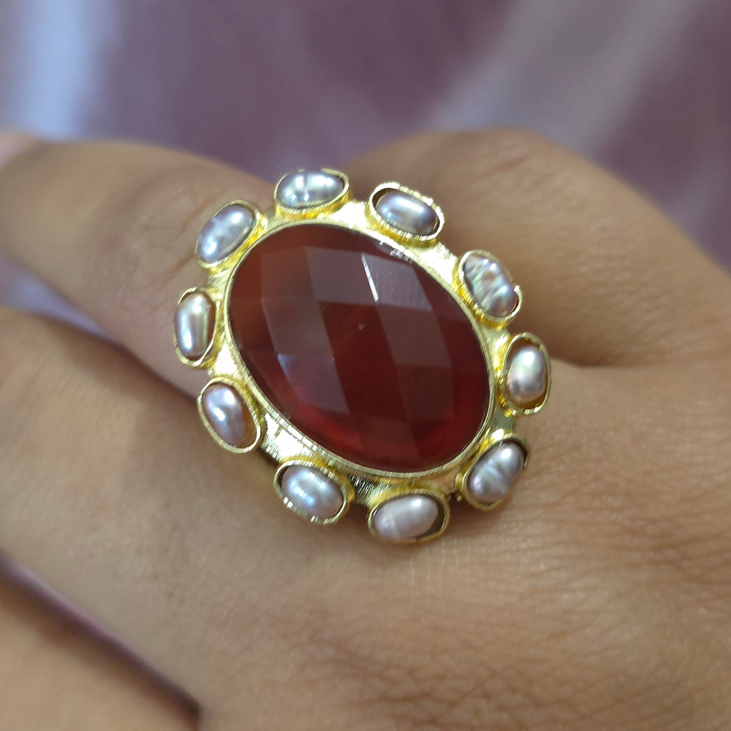 Bague ovale cornaline