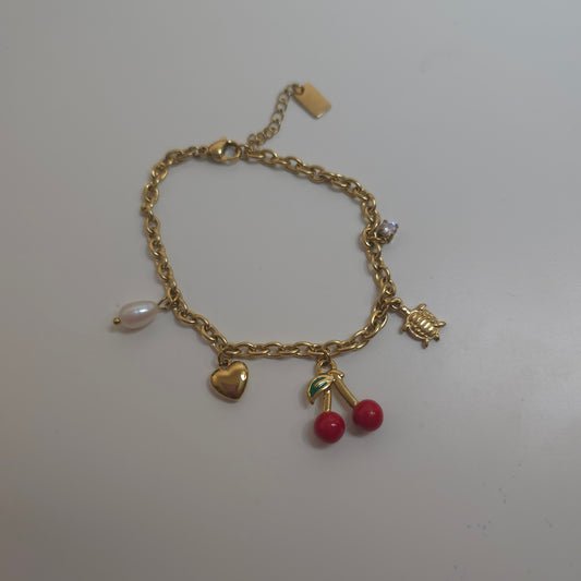 Bracelet charms cerise