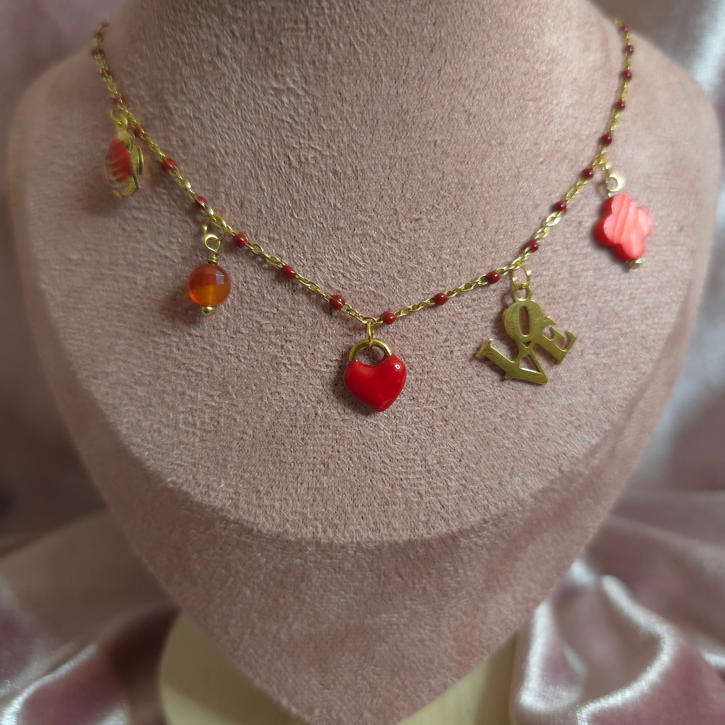 COLLIER CHARMS GIGI ROUGE