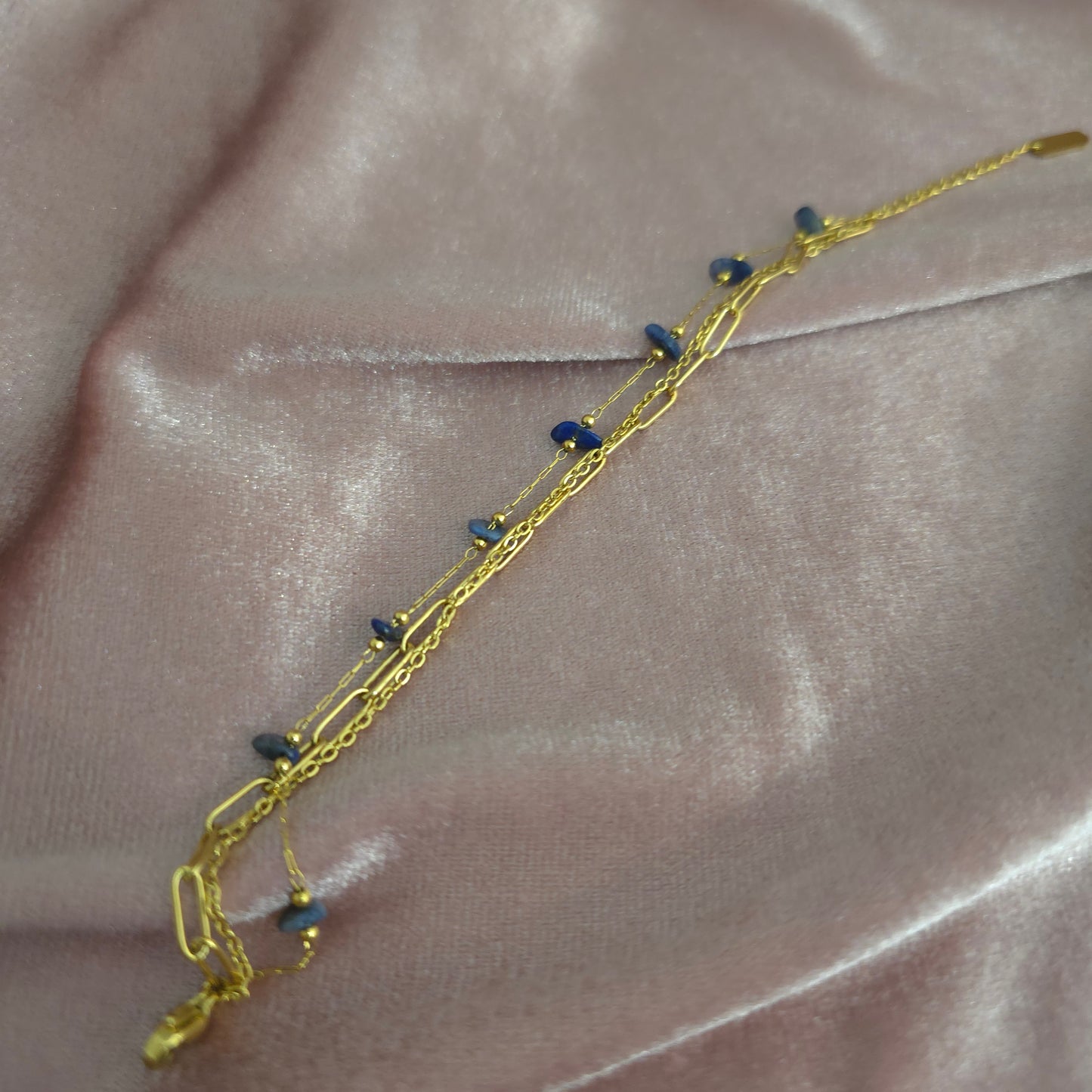 Bracelet 3 rangs bleu