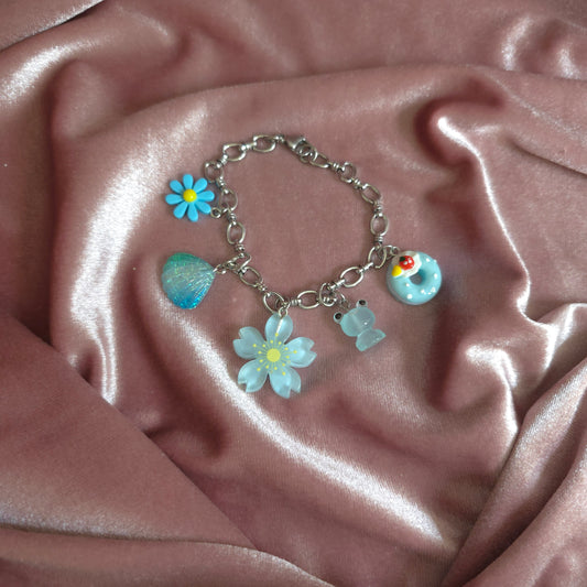 BRACELET CHARMS BLEU (Argenté)