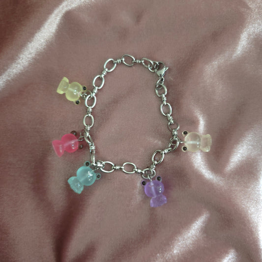 BRACELET CHARMS GRENOUILLES (Argenté)