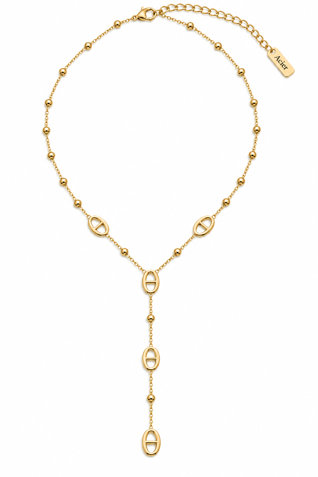 Collier Y Maille Marine doré
