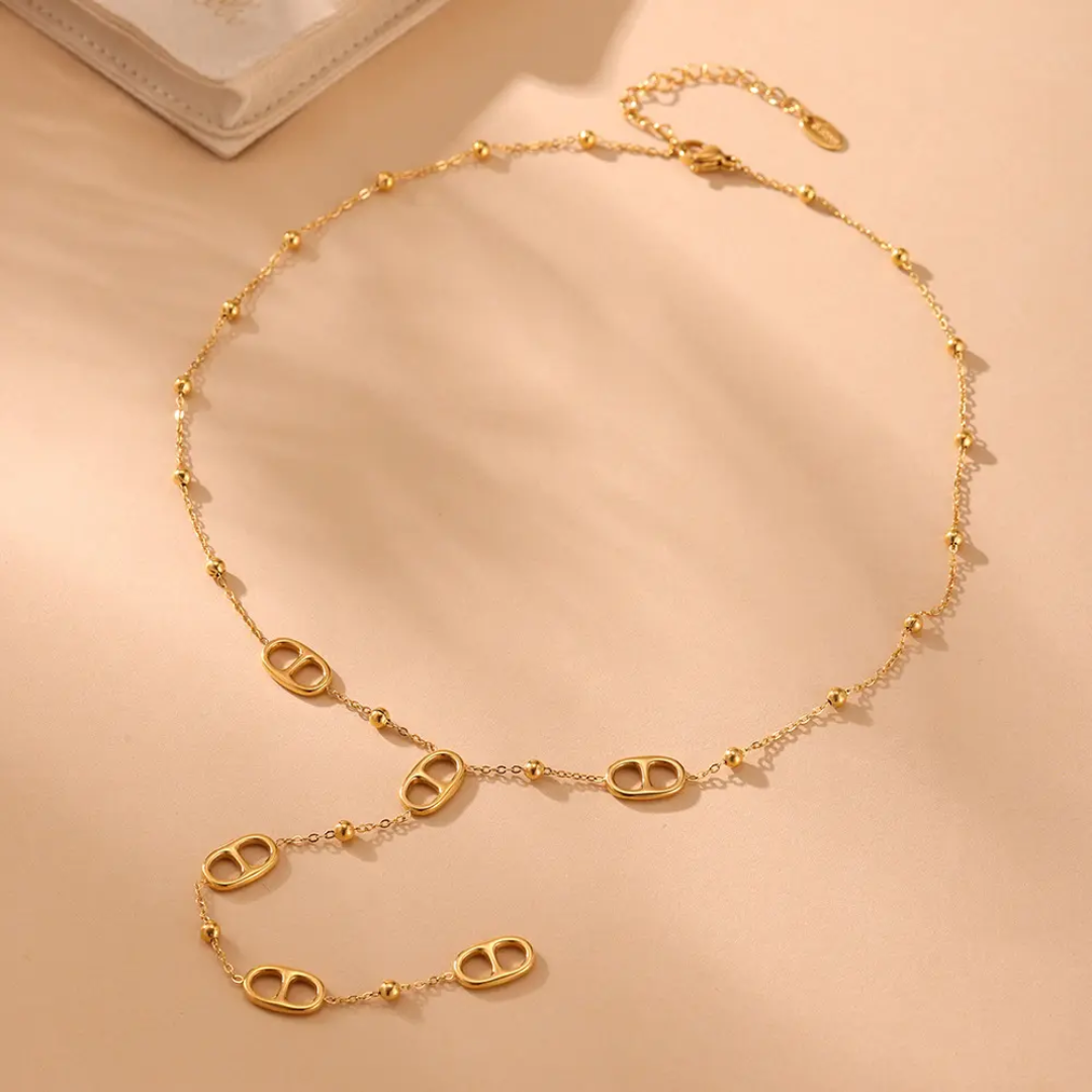 Collier Y Maille Marine doré