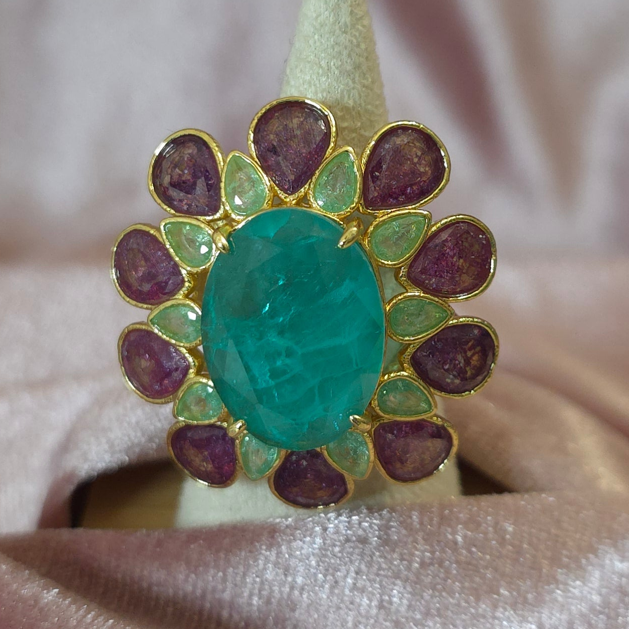 Bague Habaha Fleur Turquoise & Amathyste — bague dorée femme | Habaha Paris