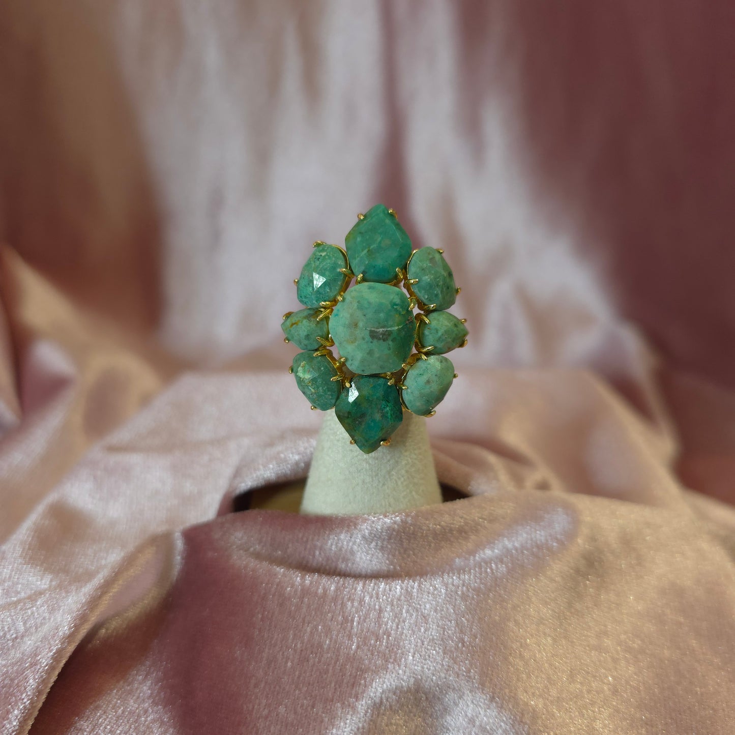 Bague Habaha Losange Turquoise vue 2 — bague dorée femme | Habaha Paris