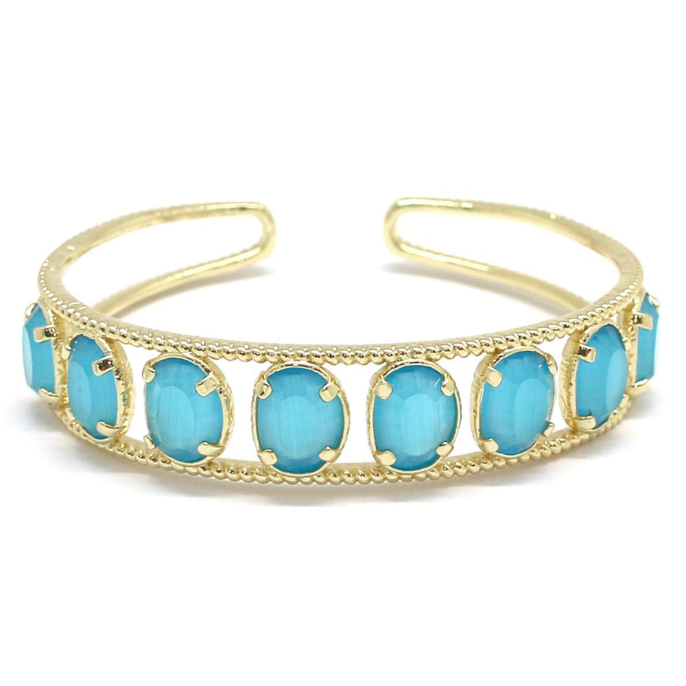 Bracelet Habaha Paris oeil de chat Bleu — bracelet doré femme | Habaha Paris