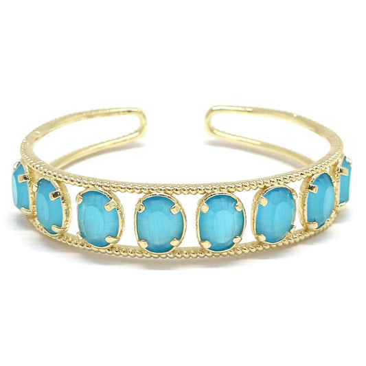 Bracelet Habaha Paris oeil de chat Bleu — bracelet doré femme | Habaha Paris