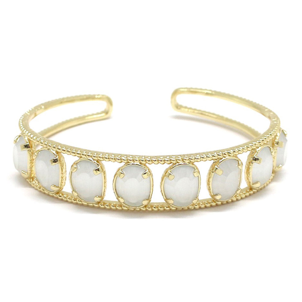 Bracelet Habaha Paris oeil de chat Blanc — bracelet doré femme | Habaha Paris