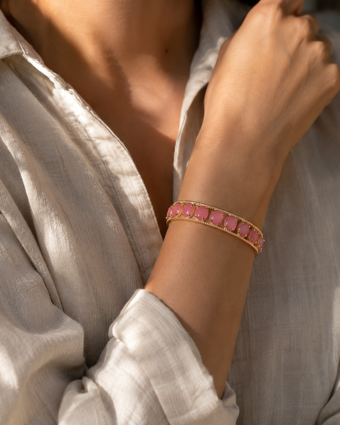 Bracelet Habaha Paris oeil de chat vue 2 — bracelet doré femme | Habaha Paris