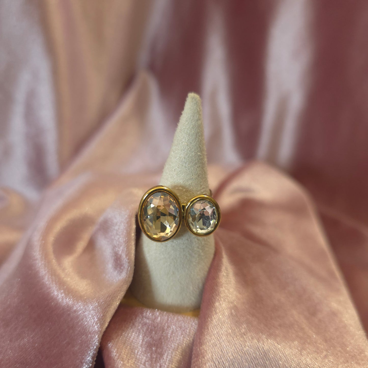 Bague cristal de verre 2 couleurs