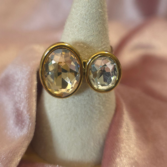 Bague cristal de verre 2 couleurs
