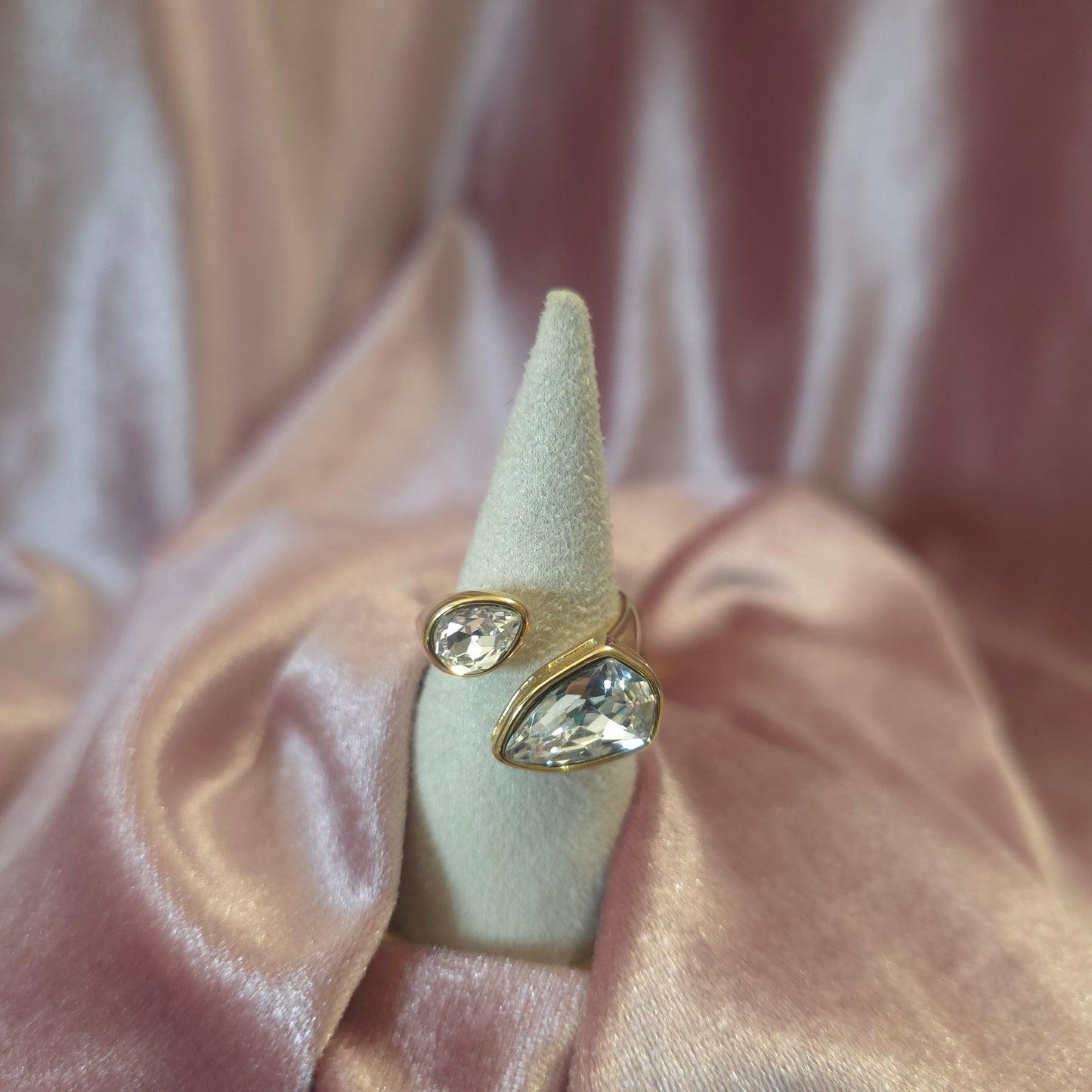 Bague 2 cristaux blanche