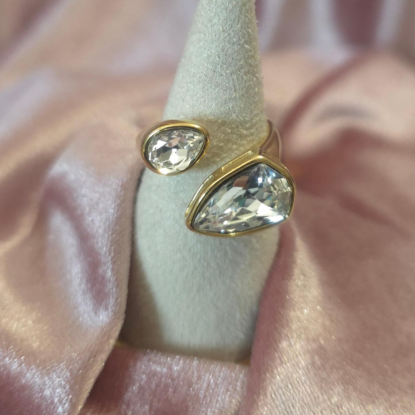 Bague 2 cristaux blanche