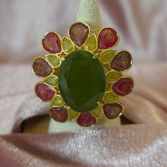 Bague Habaha Fleur Peridot & Amethyste