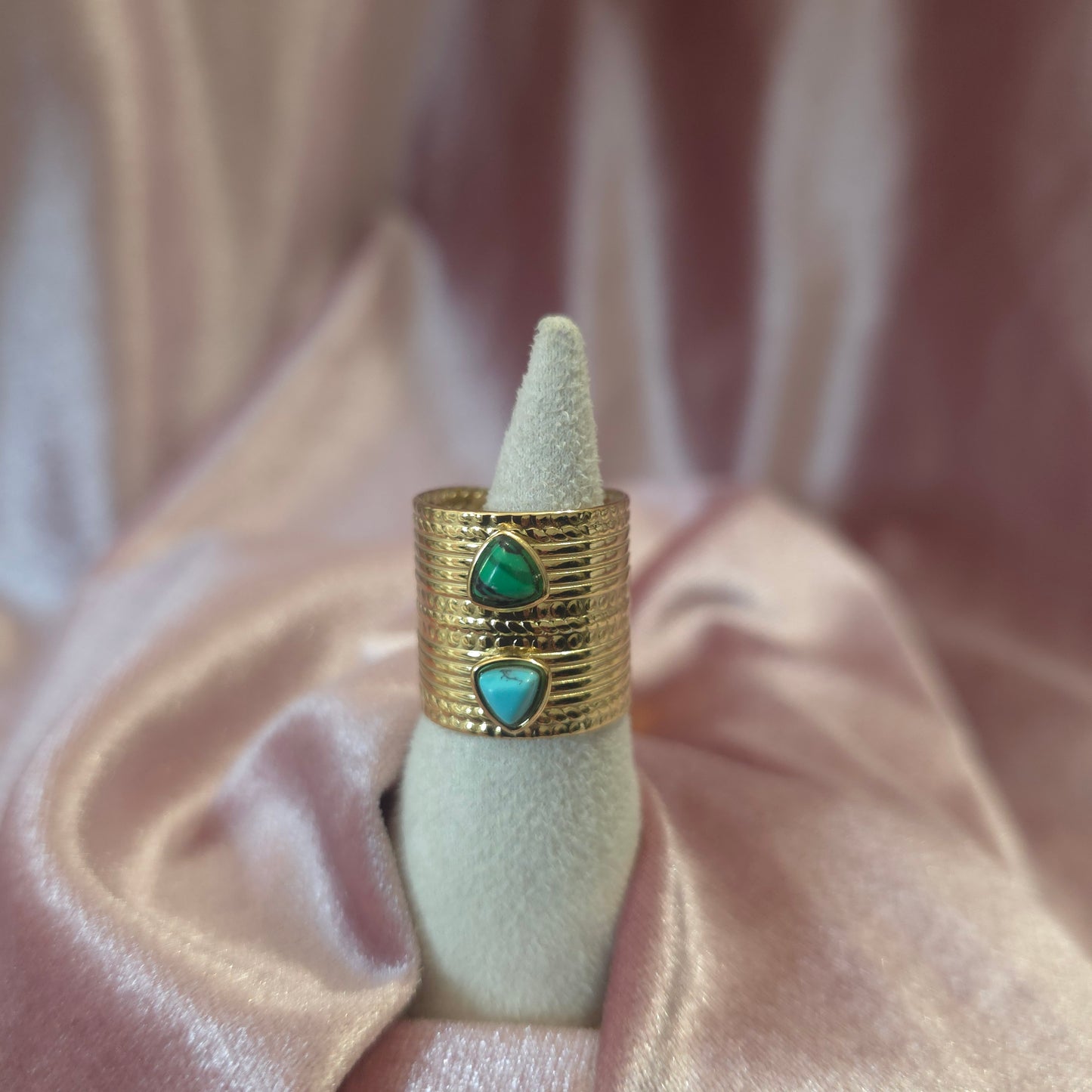 Bague inca vert & turquoise