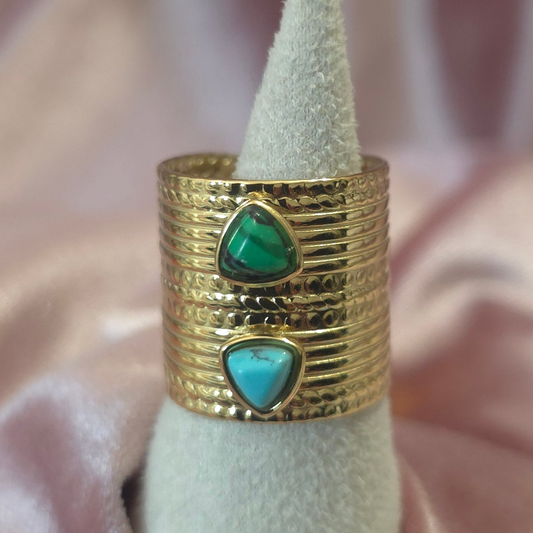 Bague inca vert & turquoise