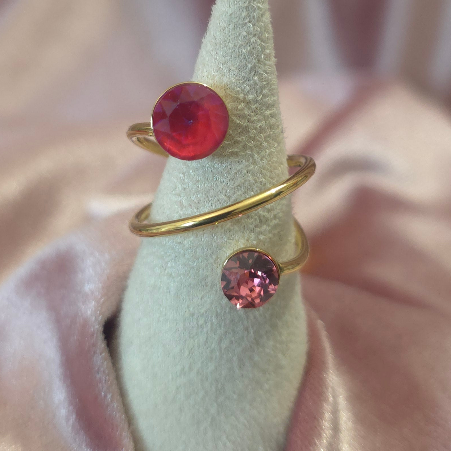 Bague cristal swarovski rose fuchia