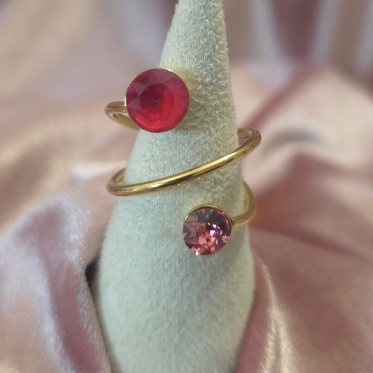 Bague cristal swarovski rose fuchia