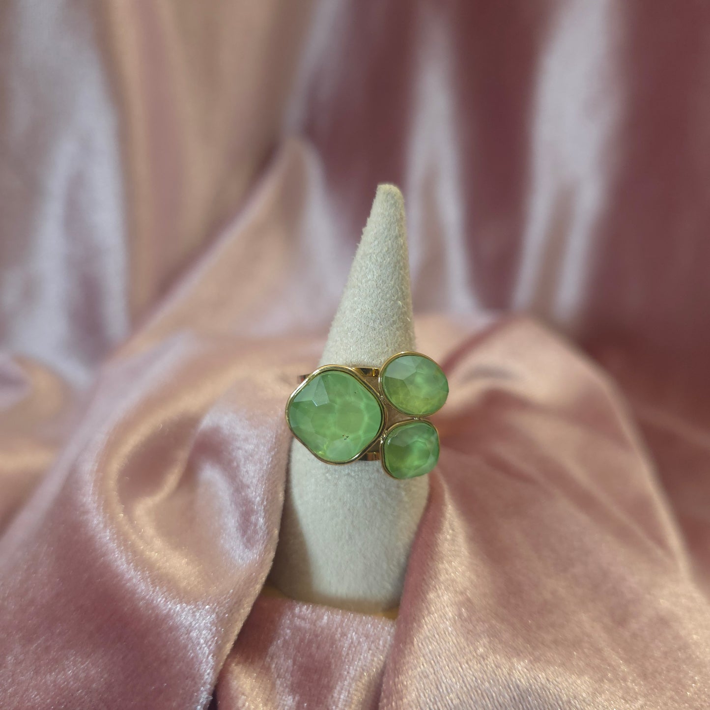 Bague 3 cristal vert