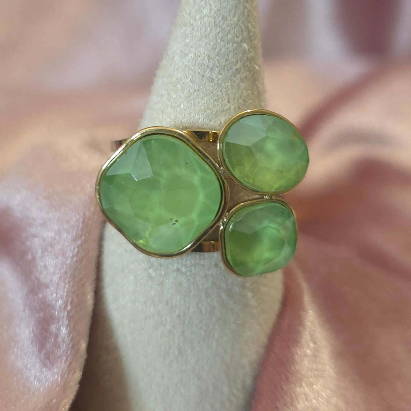 Bague 3 cristal vert