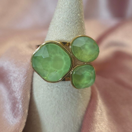 Bague 3 cristal vert