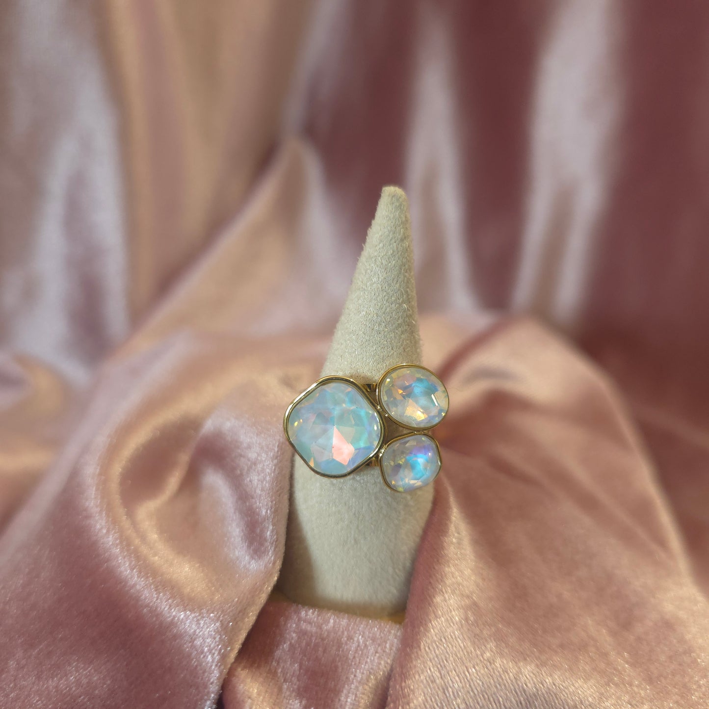 Bague cristal de verre diamant