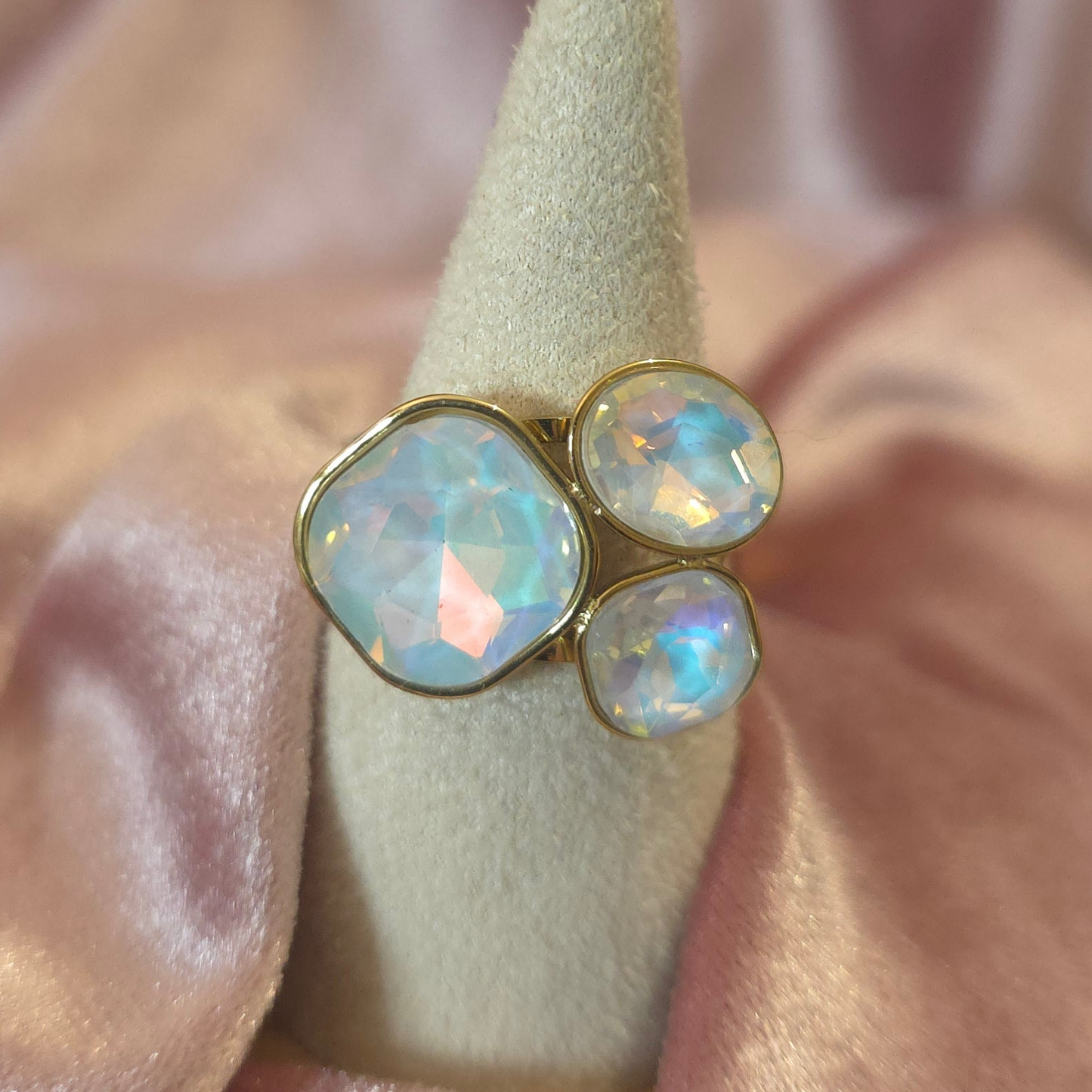 Bague cristal de verre diamant