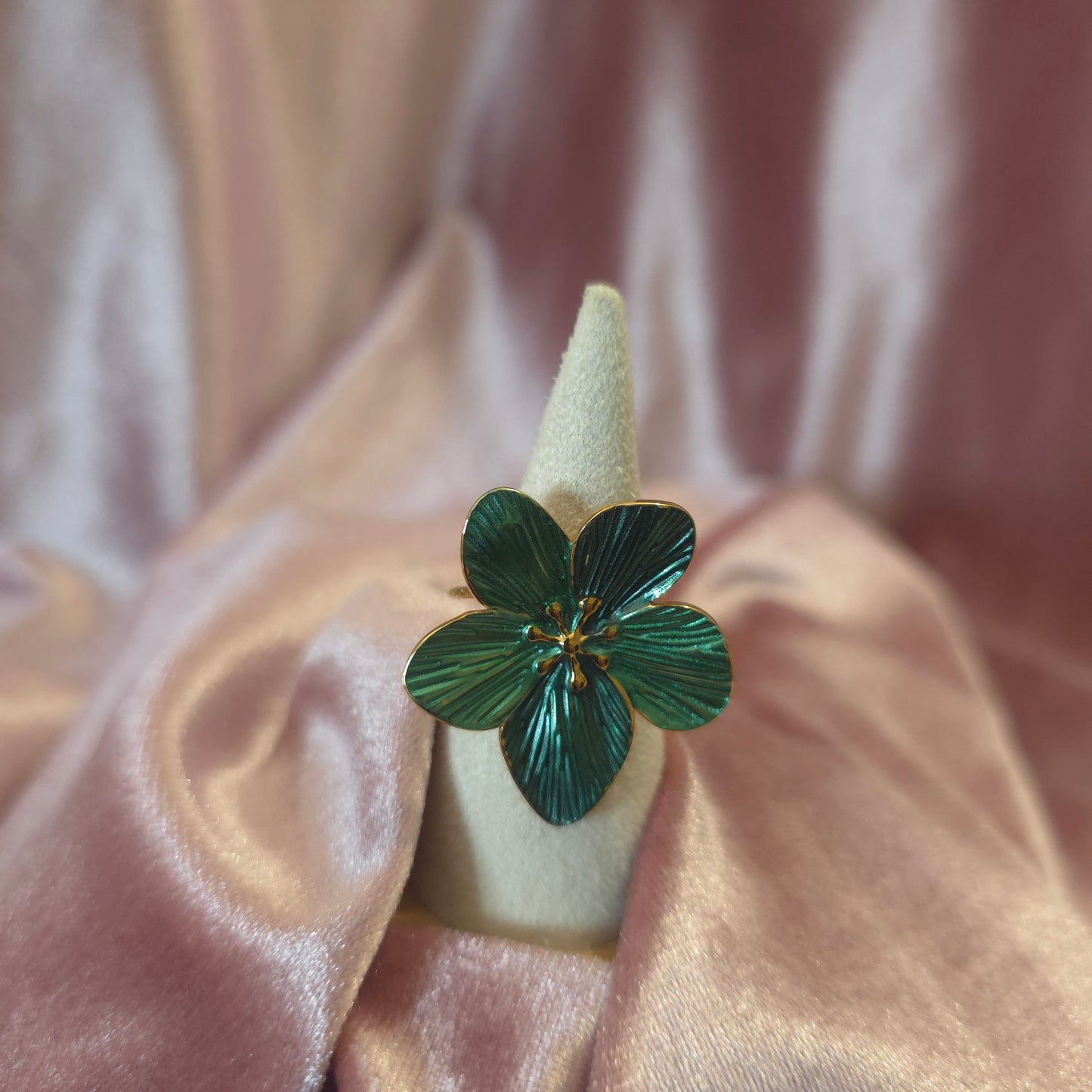 Bague orchidée verte