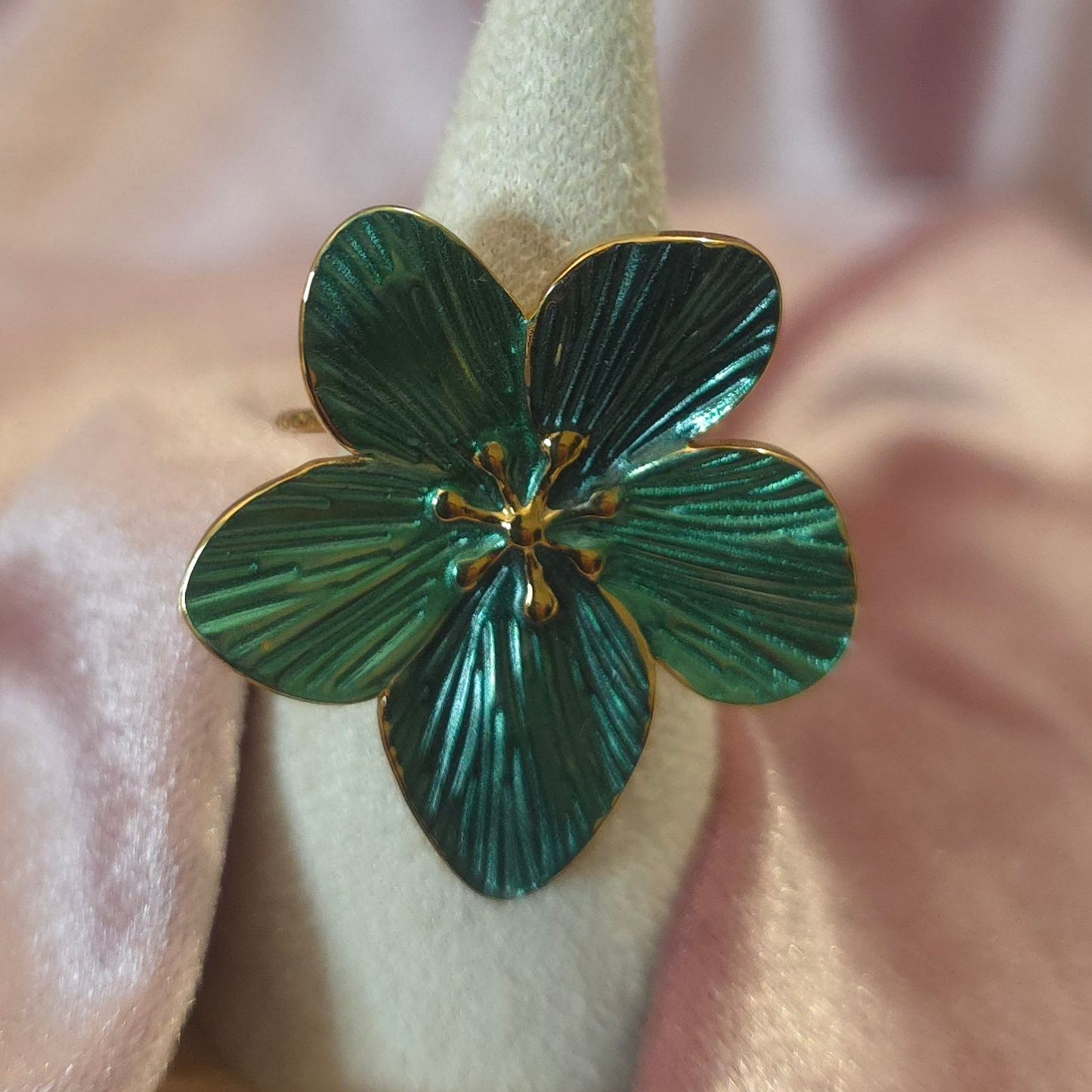 Bague orchidée verte
