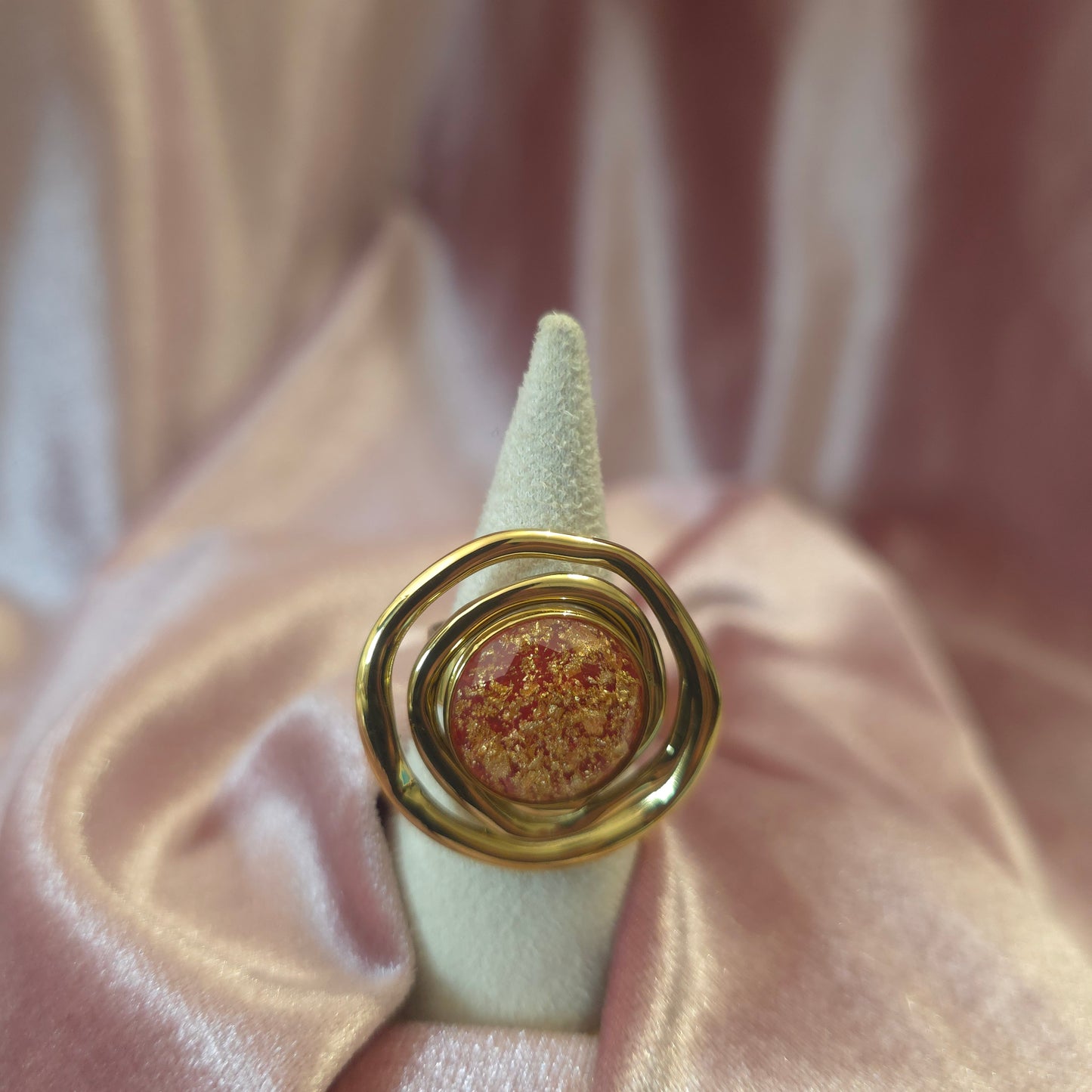 Bague planete rouge gold sand