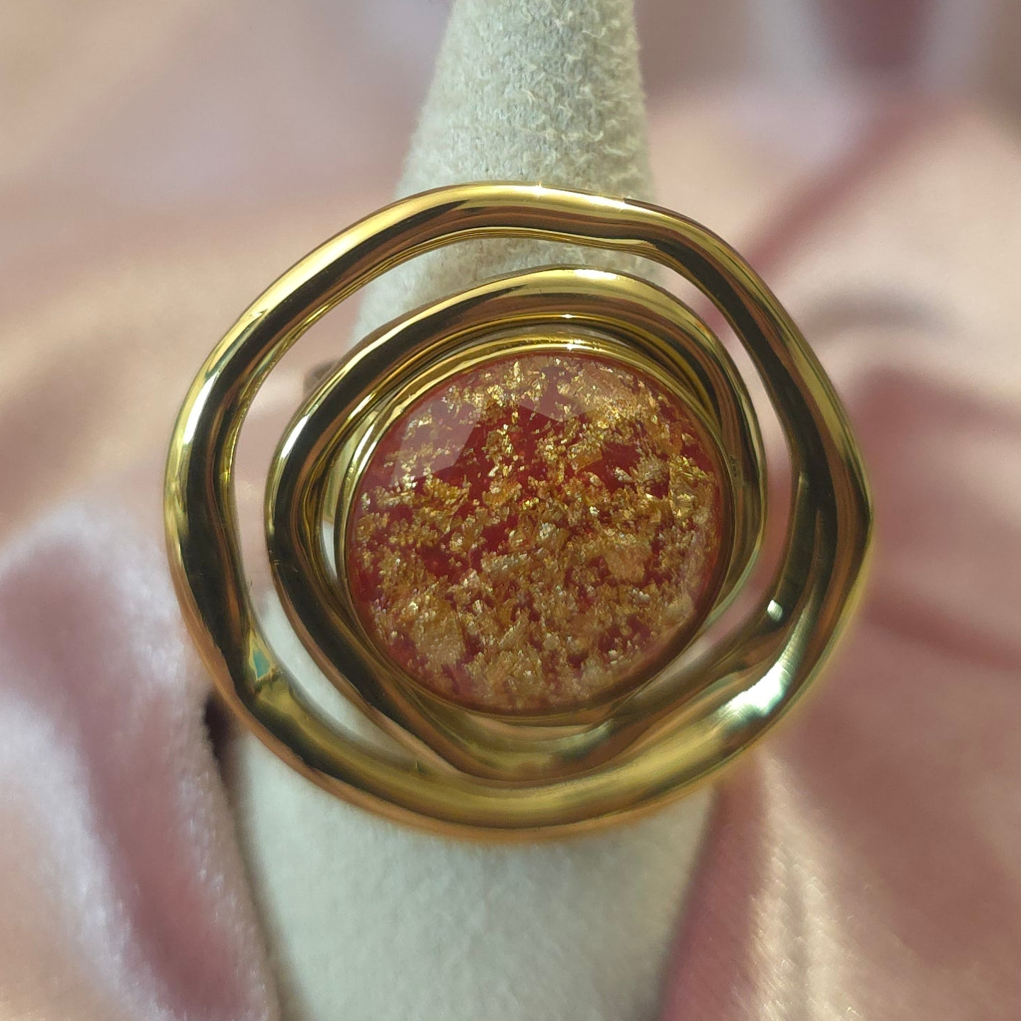 Bague planete rouge gold sand