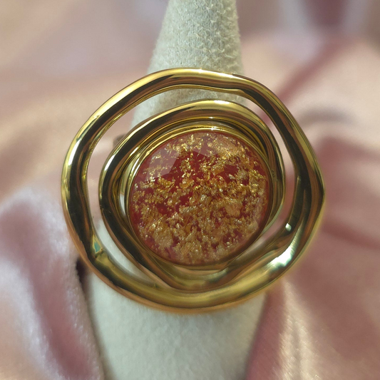 Bague planete rouge gold sand