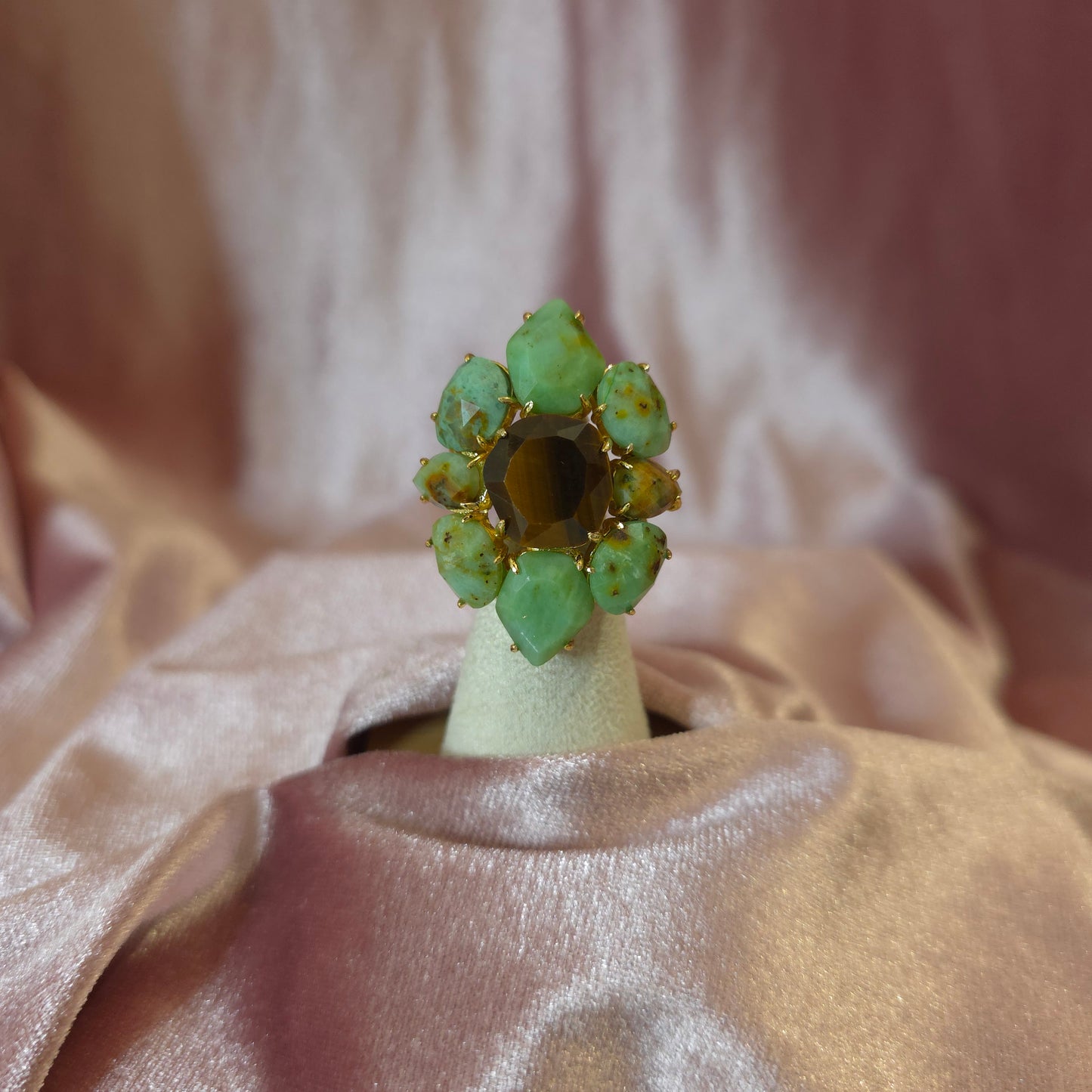 Bague Habaha Losange oeil de gigre turquoise