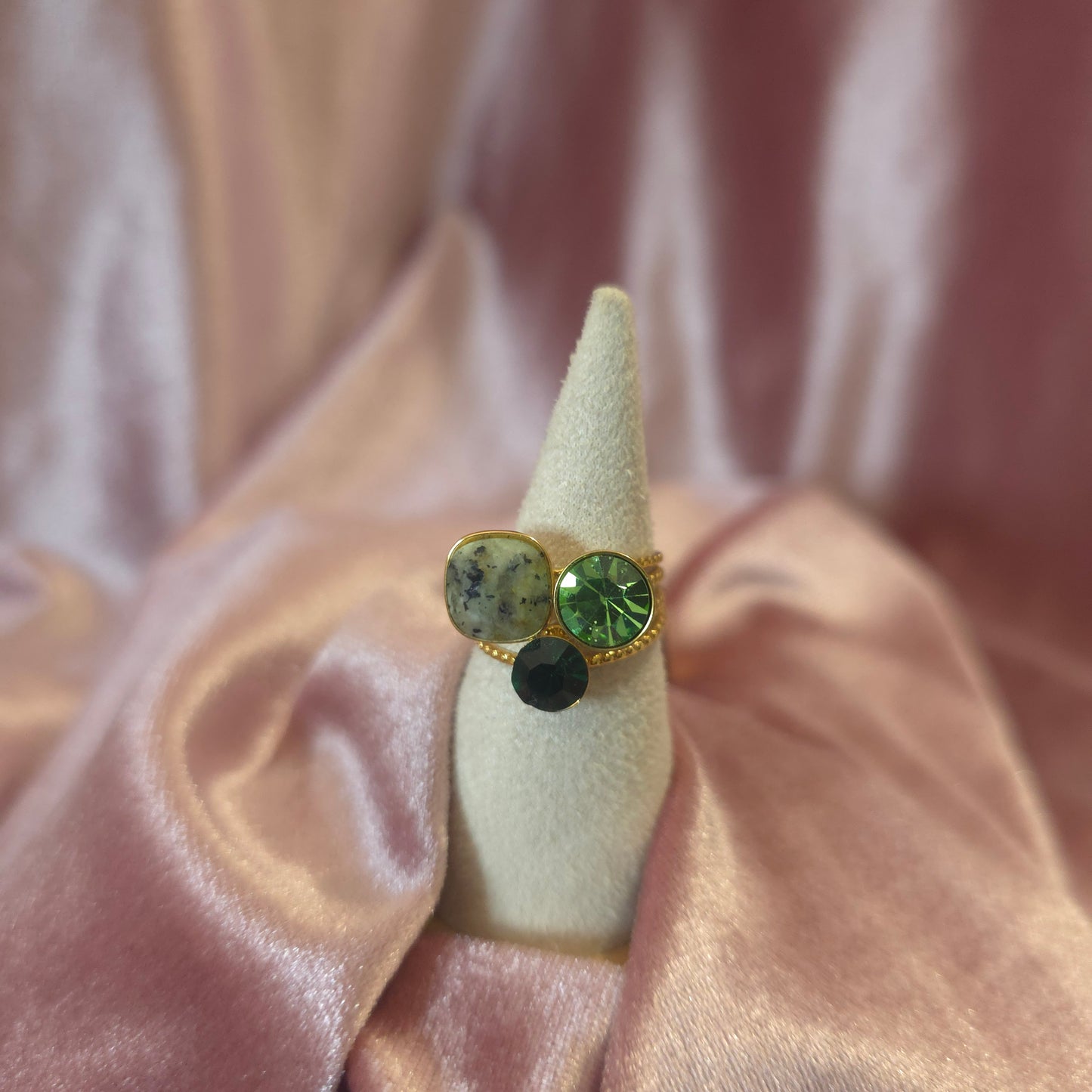 Bague 3 cristal vert